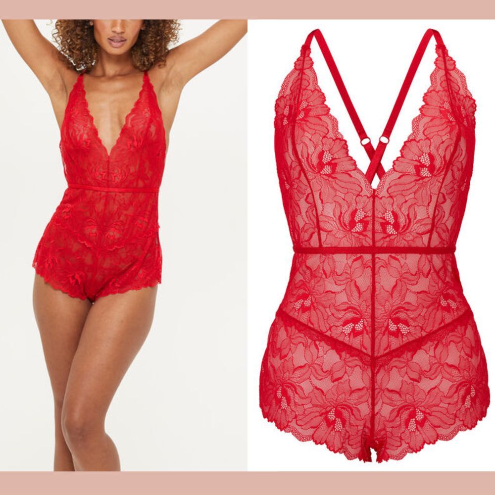 NEW ANN SUMMERS‎ [ Large 12-14 ] After Dark Lace Teddy In Red #6382 - Picture 2 of 11